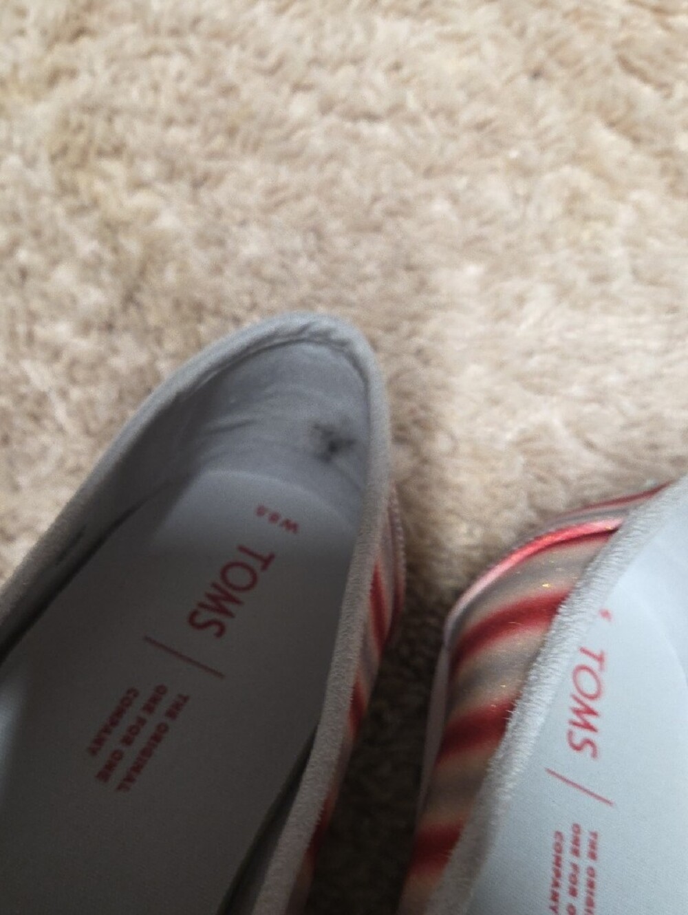 TOMS Striped Slip-On Flats in Red and Silver Glitter - Picture 5 of 6